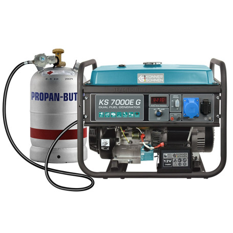 Генератор KS 7000E G 230V 5.5kВт (1-фазний, бензин+газ)
