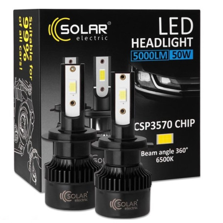 Лампа Solar LED H7 12/24V 50W 5000Lm 6500K CSP3570 2шт