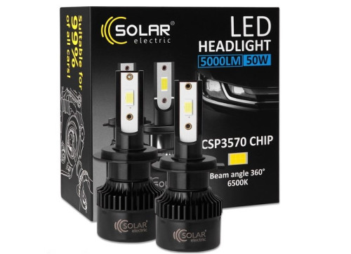 Лампа Solar LED H7 12/24V 50W 5000Lm 6500K CSP3570 2шт