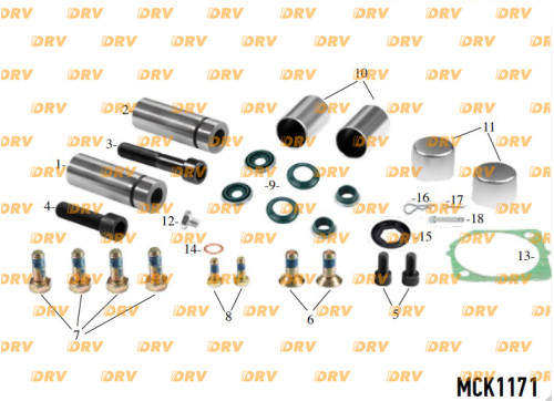 Рем. комплект супорту MERITOR DX 195 направляючі