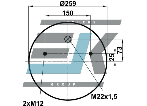 Пневмоподушка SAF 4022NP05 з пласт. стаканом (на центральний болт 16mm)