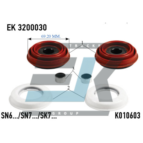 Рем. комплект супорту KNORR SN6/SN7/SK7 69mm (з буртом)