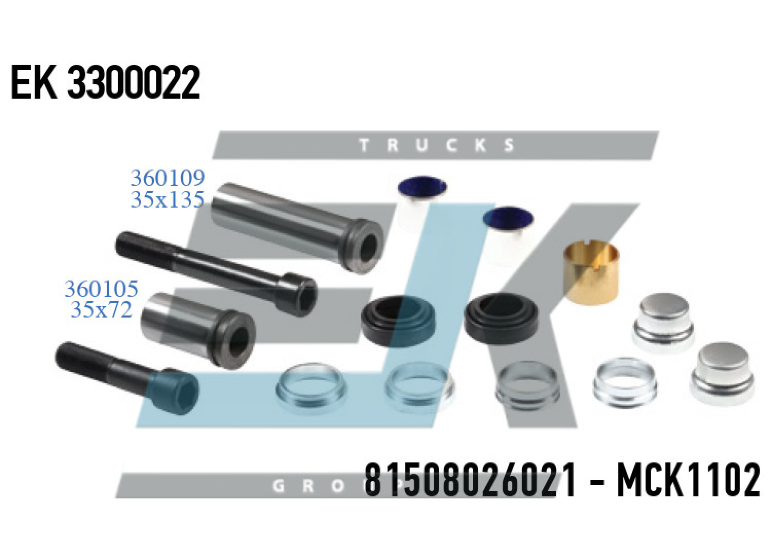 Рем. комплект супорта MERITOR MCK1102