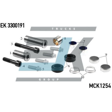 Рем. комплект направляючих супорта MERITOR ELSA 195/225/EX225