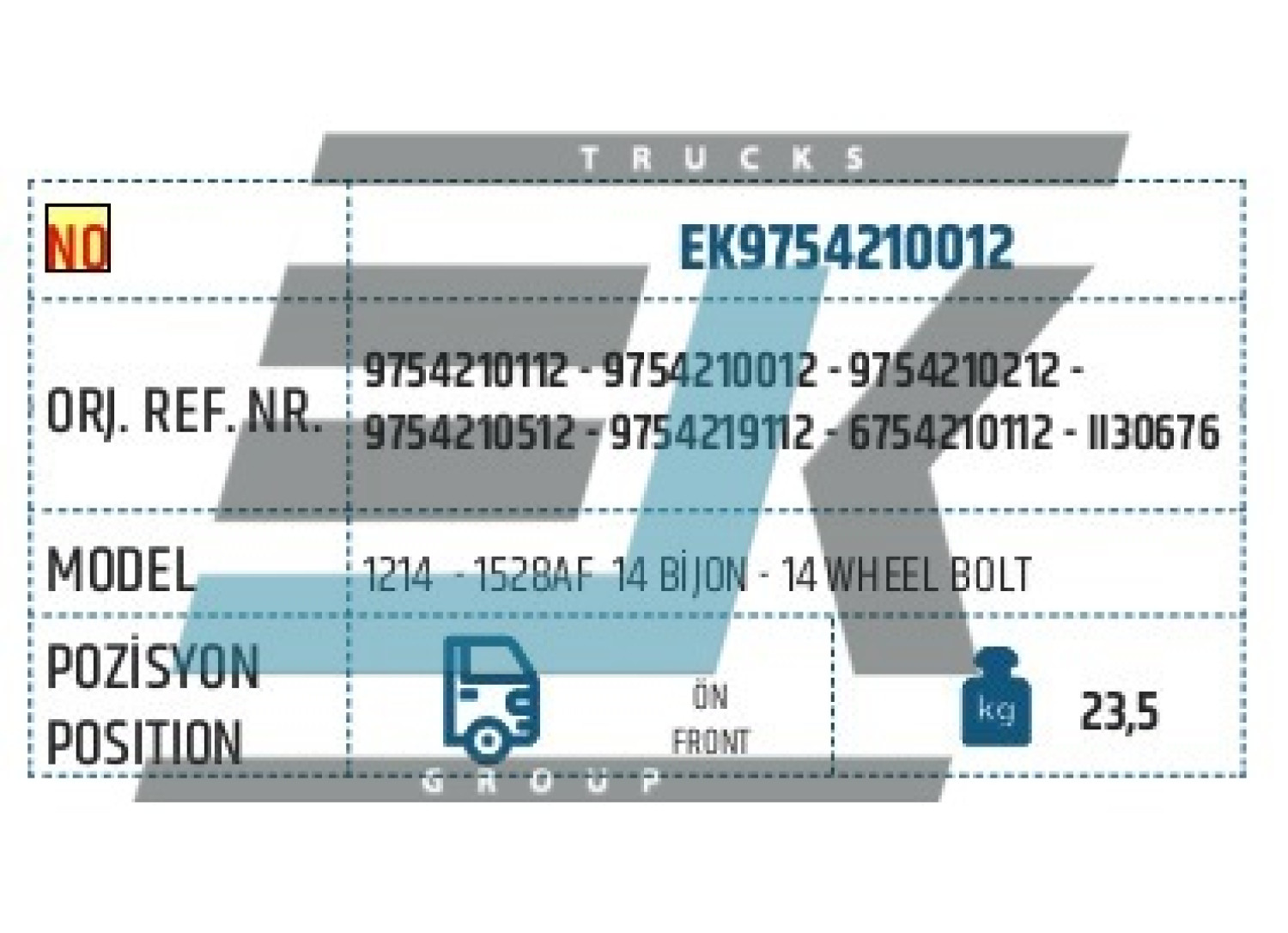 Диск гальмівний MB ATEGO 9754210012