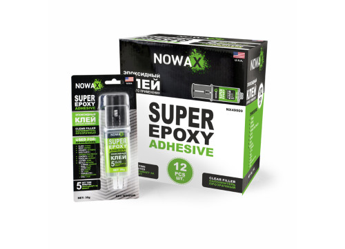 Клей епоксидний двокомпонентний Nowax SUPER EPOXY ADHESIVE, прозорий