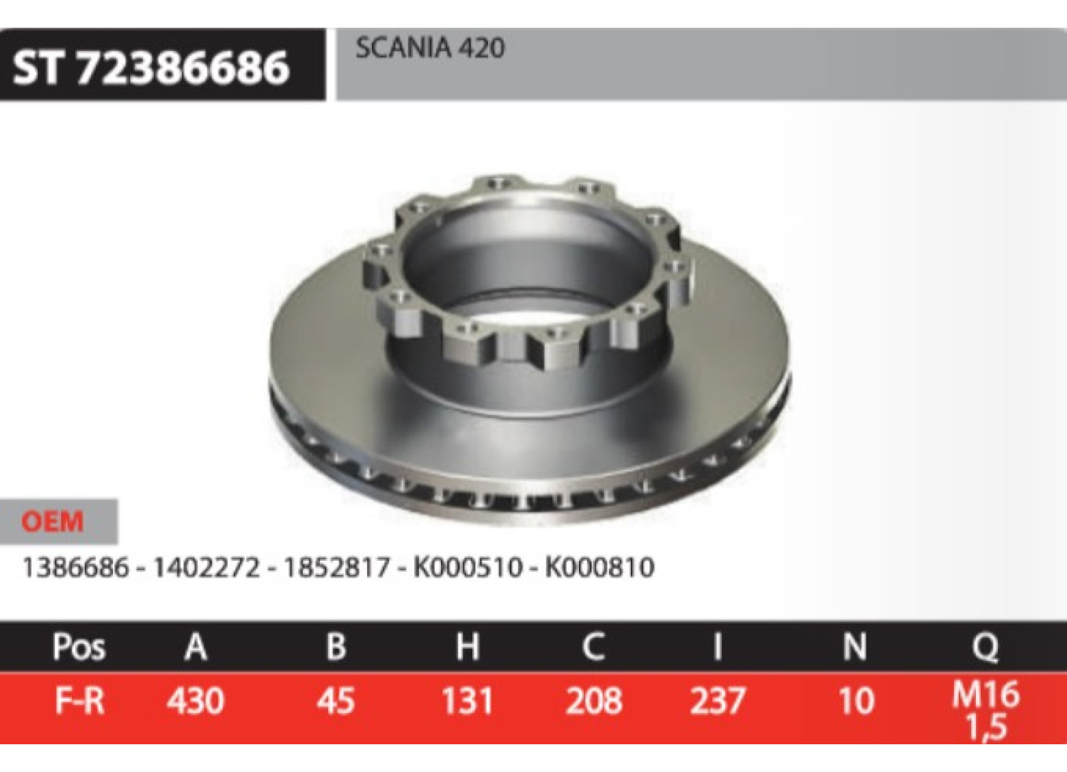 Диск гальмівний SCANIA 4-SERIES P/G/R/T