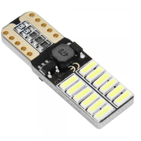 Лампа LED б/ц габарит,панель приладів, салон 12V T10(W5W) W2.1x9.5D 24SMD CANBUS N.P WHITE